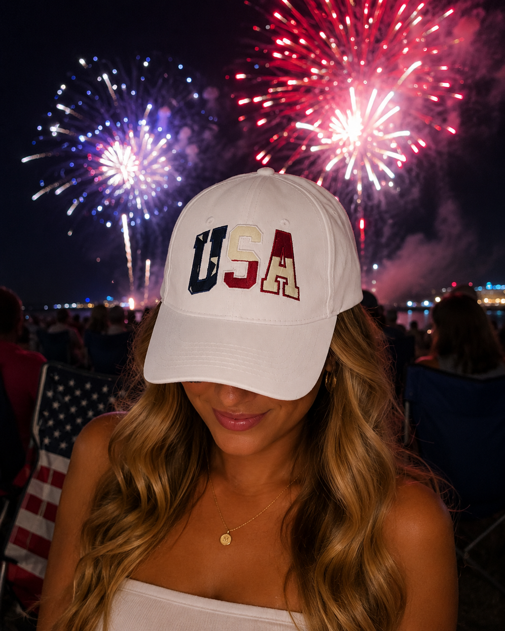 USA Appliqué Embroidered Hat | Patriotic Red White & Blue Cap