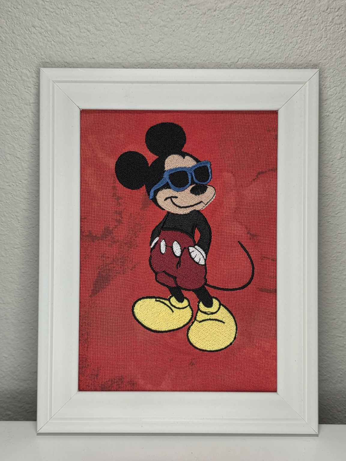 Cool Mouse Embroidered Wall Art | Framed Cartoon-Inspired Nursery & Playroom Decor