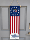 250th Anniversary Patriotic Door Banner – “Let Freedom Ring” Hanging Porch Sign | Americana Independence Day Decor