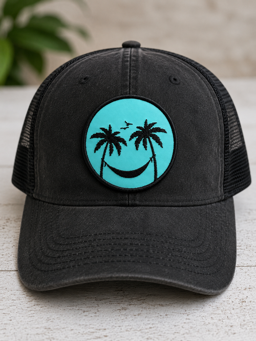 Beach Smiley Embroidered Iron-on Patch 🌴😊